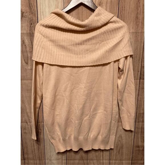 New York & Company Small soft Pink Sweater cowl neck pockets - Picture 6 of 6